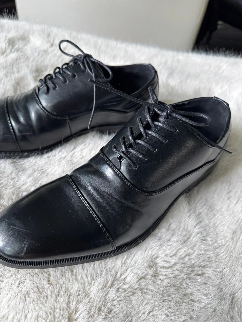 Kenneth Cole Black Cap-Toe Oxford Dress Shoes